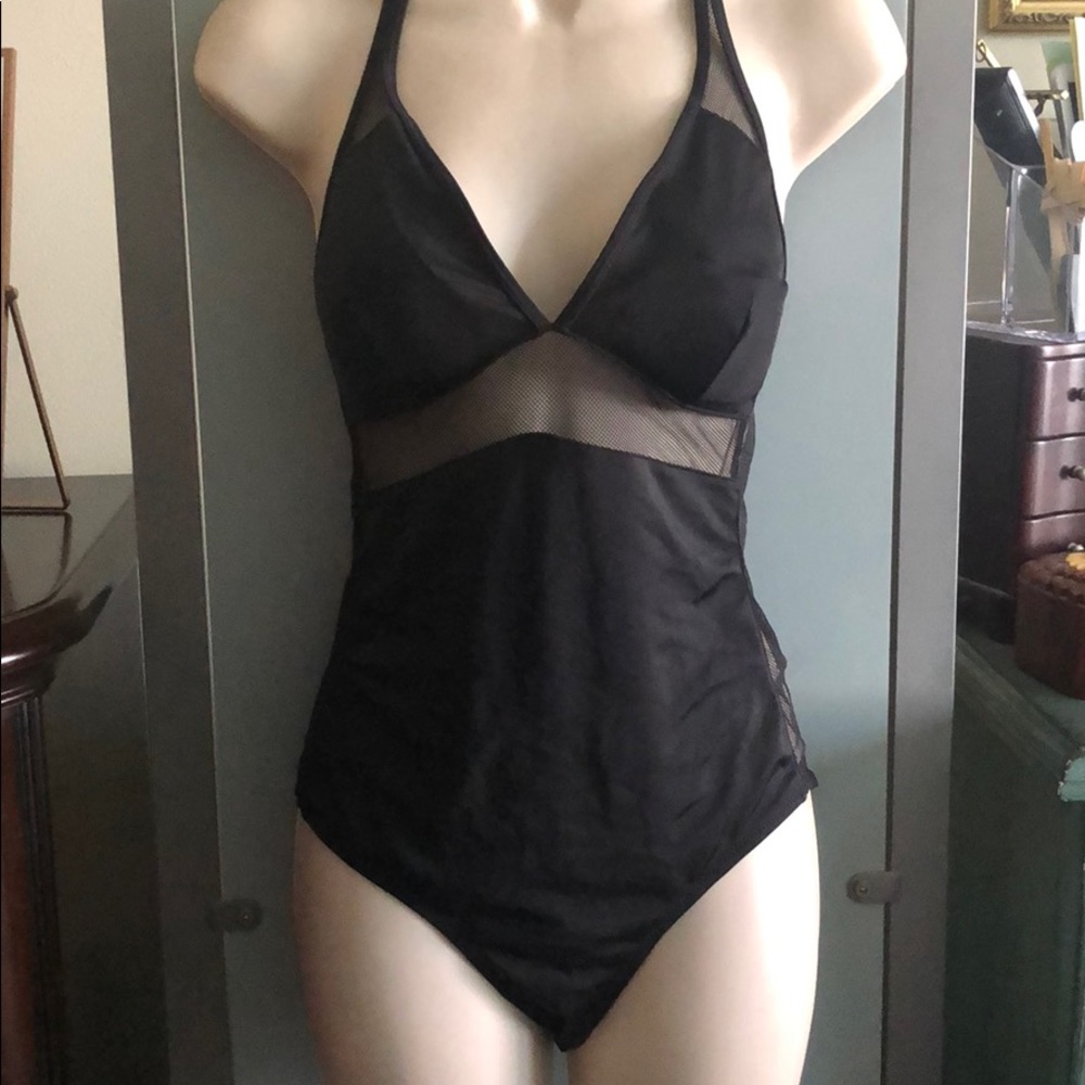 Mesh black bathing suit
